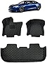 AutofitPro Custom Fit [Made in USA] All Weather Heavy Duty Full Coverage Floor Mat Protection [Front and Rear] for 2021 2022 Tesla Model S (Refreshed with Yoke Steering) - Black Single Layer