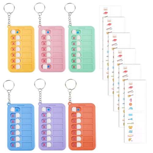 AHANDMAKER 6Pcs Reminder Board, 6 Colors ABS Plastic Chore Chart Portable Visual Schedule Boards with List Cards Stickers Detachable Daily Task Planner Pads for Home Routine Planning