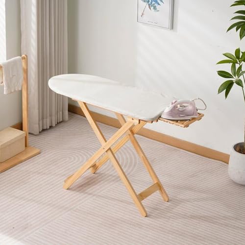 Solid Wood Ironing Board, Ironing Board, Canvas Pure Cotton, Folding Household(Log wood color)