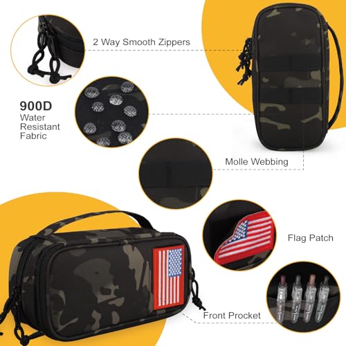 Image of Tactical Pencil Case for Boy,Large Capacity Pencil Pouch,Marker Organizer Case Pen Box, Tool Bag Desk Organizer for School College Office Organizers for Kids Men Women Adult Teens(Camo Black)