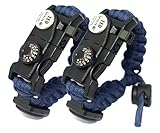 Daarcin 2pcs Survival Paracord Bracelet,Fire Starter,SOS Light, Compass,Thermometer, Whistle, Adjustable AK87 21 in 1,Outdoor Ultimate Survival Tactical Gear Set,Men