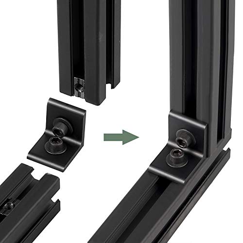 EYPINS 10X Winkelverbinder ALU, Winkel Befestigung Befestigungsmaterial Aluprofil 30x30 30x60 Nut 8 Raster Streben Aluminium Bauwinkel Möbelwinkel Eckwinkel für Aluminiumprofil, Strebenprofil, Schwarz