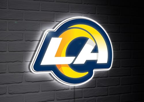 Team Sports America NFL Los Angeles Rams Ultra-Thin LED Light Wall Sign Décor | Officially Licensed | 23 Inch Mascot Logo Shaped Wall Sign | Made in USA