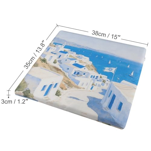 Cojín de asiento para silla de pueblo azul y blanco para muebles de patio y suelo de jardín 3