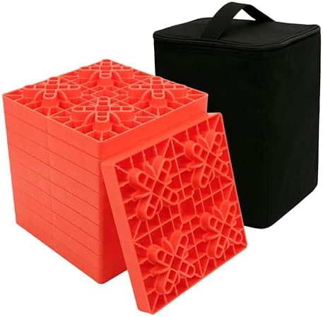 PEAKTOW Heavy Duty RV Camper Leveling Blocks, Stackers and Levelers with Carrying Bag, Red, 10PK