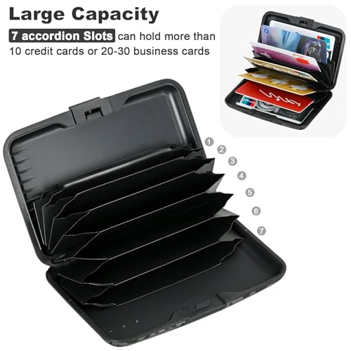 Image of ELFISH Mini RFID Aluminum Wallet Credit Cards Holder Business Card Case Metal ID Case for Men Women(Black Leopard Print)