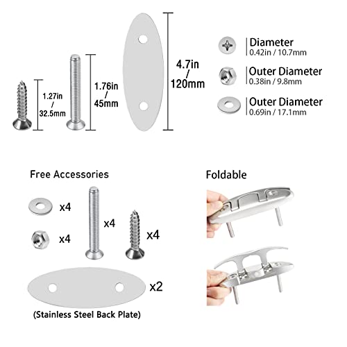 image for YUSOVE Boat Folding Cleat 4-1/2