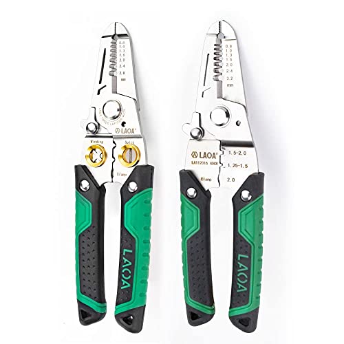 LAOA Stainless Steel Wire Stripper Wire Cutter Electrician Tools for Stripping,Cutting,Crimping,Splitting,Winding,Clamping (7in1+5in1