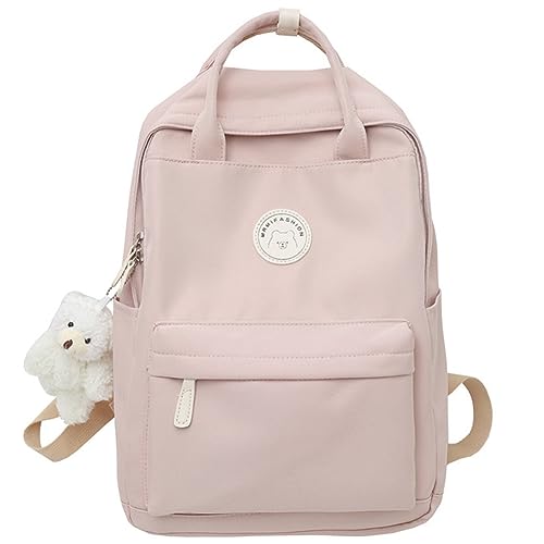 GSenhui Kawaii-Rucksack mit Weißer Bär Anhänge für Teenager Mädchen Kinder Schulranzen Aesthetic-Backpack School Bag Kinderrucksäcke Laptop Schulrucksack