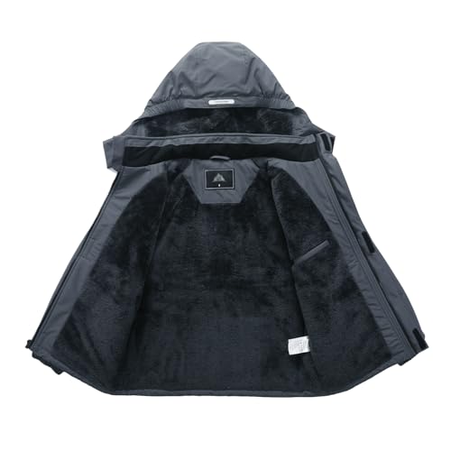 Image of Kid's Ski Jacket Waterproof Winter Coat Boy's and Girl's Fleece Snowboarding Jackets with Detachable Hood