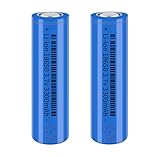Svenirven 3.7Volt 2 Pack 18650 Rechargeable Battery 18650 Flat Top Batteries for Headlamp,LED Flashlight,Mini Fans etc(Blue)