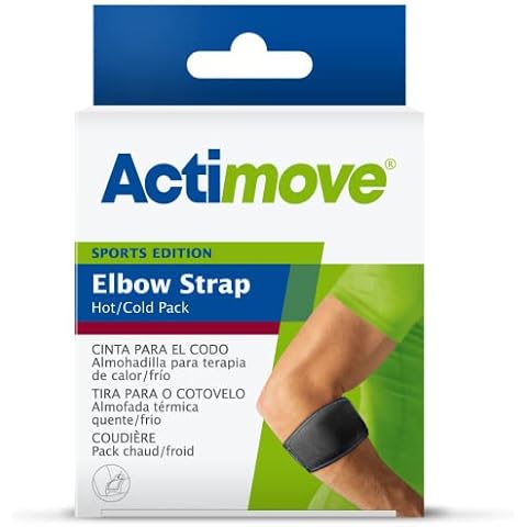 Actimove - Sports Edition - Elbow Strap with Hot/Cold Pack - Elbow Support for Pain Relief - Latex and Neoprene Free - Universal Size Cover
