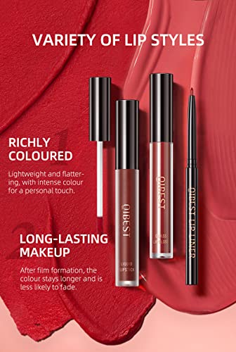 3Pcs Dark Brown Matte Liquid Lipstick, Lip Liner, Lip Gloss Trio Lip Set - One Step Lips Makeup Kits Waterproof Long-Lasting Moisturizing Velvety Nude Lip Stain Make Up Gift Set (11#) #TOP4