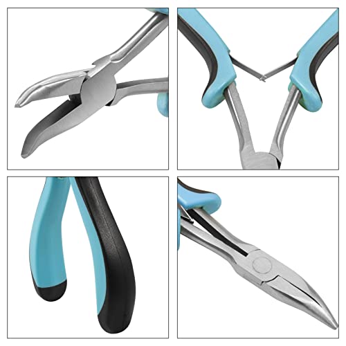 Image of Long Reach Bent Nose Pliers Mini Bent Chain Nose Pliers Smooth Jaw Jewelry Making Pliers for Crafting and Repair Jewelry Making Supplies Narrow Spaces and Limited Clearance Areas