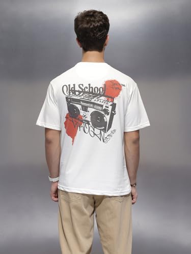 Image of WROGN Men's 100% Cotton T-Shirt | Statement Back Graphic Print | Oversized Fit