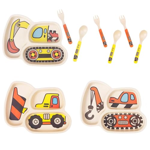 Qshare Kid Dinnerware Set,9 Pcs Toddler Flatware Sets,Baby Feeding Set for Kids and Toddlers,Includes Plate, Bowl, Cup, Fork and Spoon Utensil Flatware, Dishwasher BPA Free