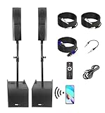 Pyle Line Array Column Speaker - Professional and Compact Sound System with 12 inch Speaker Subwoofer, Streaming, Built-in Digital Audio Amplifier with 5 Band Graphic Equalizer