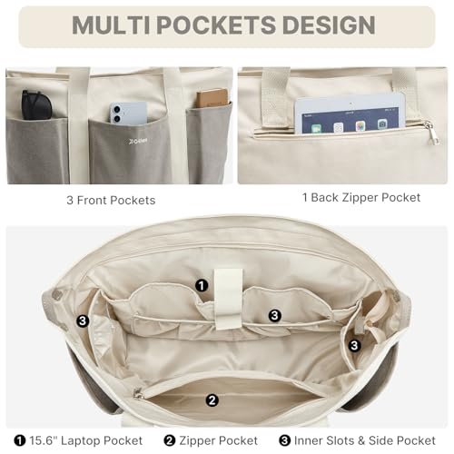 G4Free Large Canvas Tote Bag for Women with Zipper Fit 15.6" Laptop, Everything Tote Bags with Pockets for Work, Travel2