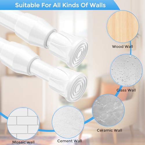Image of 2 Pack Small Tension Rod 12 to 19 Inch Adjustable Tension Curtain Rod Mini Closet Spring Rod No Drilling Short Tension Rods for Windows, Cupboard, Kitchen Cabinets, White