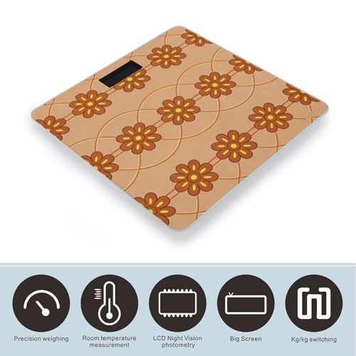 Báscula Digital de Baño Estampado Flores Marrones miniatura 3