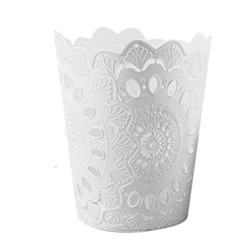 Poubelle de Cuisine, iTECHOR Style creux Corbeille à papier Ronde boîte à ordures - sans couvercle - Blanc