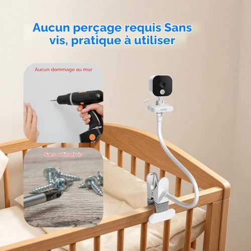 Support caméra pour babyphone compatible avec moniteur GHB ABM700/SM50B,OBVHNUA 900ES1/900ES2 et les babyphones dotés d'un filetage 1/4" comme Momcozy BM01/BM02/BM04,BOIFUN 6T/3SMVB805,Jeeber VB805PRO – vue 3