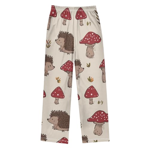 ZZXXB Hedgehog Mushroom Pattern Boys Long Pants Soft Trousers Elastic Waist Kids Lounge Bottoms with Pockets S-XL2