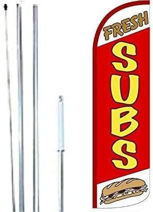 FRESH SUBS King Flag Sign With Complete Hybrid Pole set