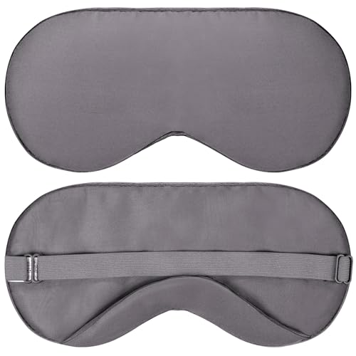 Vegan Silk - Sleep Mask - Dark Gray, 100% Viscose Derived from Bamboo - Lightweight Eye Mask with Adjustable Strap - Blackout Sleeping Blindfold for Women & Men - Comfortable Light Blocking Eye Cover