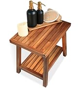 Shower Stool Bench Chair Waterproof with Storage Shelf for Shaving Legs, Spa, Bath Seat, Inside S...