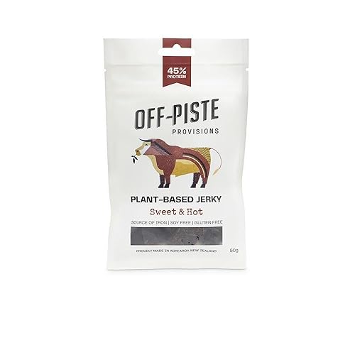 Off-Piste Cecina con sabor dulce y caliente a base de plantas (paquete de 1.7 onzas) 0.81 oz de proteína por paquete Cecina vegana alta en