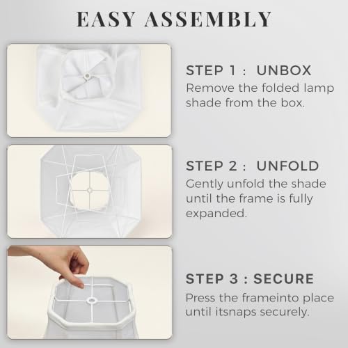 Image of 1-Pack White Square Cut Corner Lamp Shades, 6.5 inch Top x 13 inch Bottom x 10.8 inch Height, Spider Fitter - Medium Shade for Table Lamps, Foldable Bell Fabric Lampshade, Modern & Minimalist Home Decor.