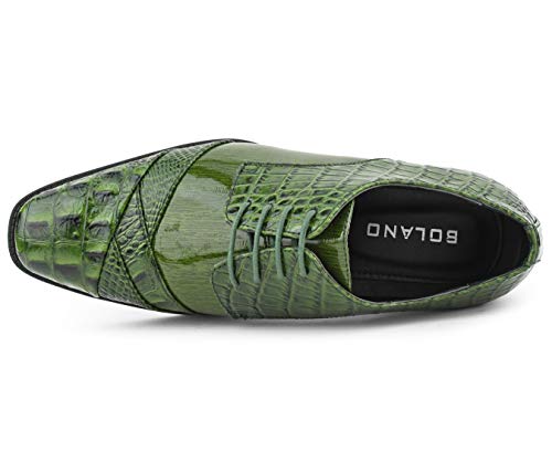 Image of Bolano Bandit Men's Alligator Print Cap-Toe Oxford Dress Shoes | Formal lace-up oxfords with alligator print, folded croc detailing and cap toe for tuxedo and dress wear