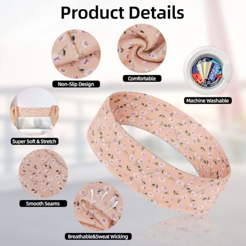 Flintronic 8 Pezzi Fasce sportive, Fasce Elastiche Morbide e Alla Moda per Capelli Donna e Uomo, Antisudore Antiscivolo per Sport, Yoga, Corsa, Multicolore