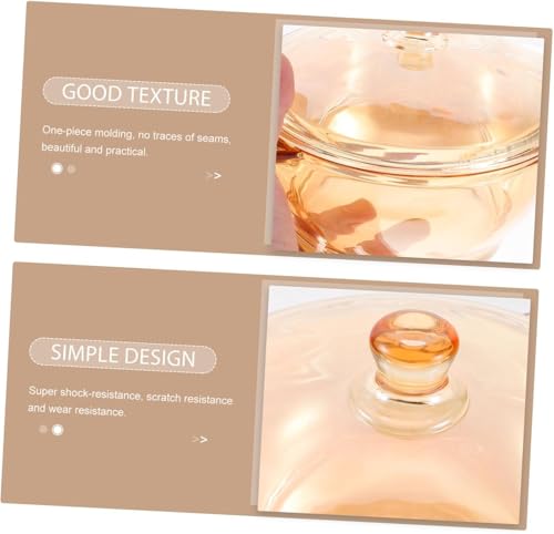 Image of Brown Glass Casserole Deep Round 1000 ML - Oven and Microwave Safe Serving Bowl with Glass Lid (2 Pc, Brown - B)