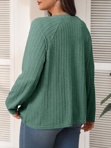 Imily Bela Womens Plus Size Tops Casual Long Sleeve Textured Crewneck Shirts Fall Loose Tunic Top3