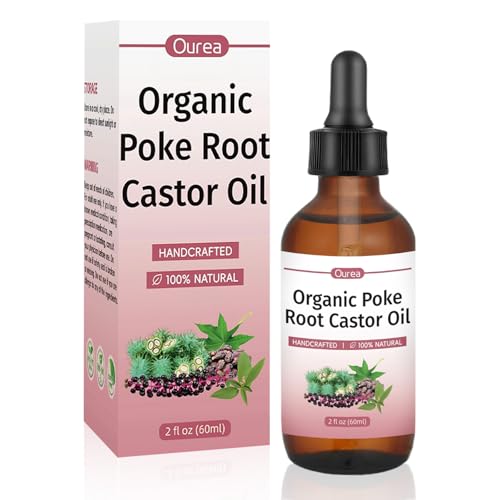 Organic Poke Root & Castor Oil Natural Herbal Massage Oil for Lymphatic Massage Skin Care & Relaxation Deep Tissue Body Oil with Dropper 2 fl oz