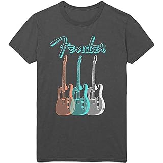 Fender ‘Triple Guitar’ (Gris) T-Shirt - Les Beatles, Paul McCartney, John Lennon, RIngo Starr, George Harrison