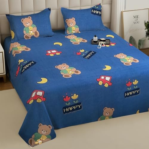 Image of Weave & Decor Cotton Feel Kids Bedsheet Double Bed 90x90 inches, Soft Fabric, Includes 2 Pillow Covers 20x30 inches