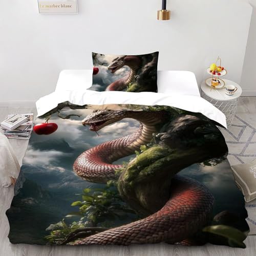 Housse de couette serpent python géant literie animaux 3D