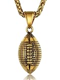 Gold Rugby Necklace for Men Football Necklaces, Surgical Steel American Footballs Ball Chain Necklace Sports Jewelry
