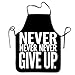 Fartuch szefa kuchni inspirujące zdanie sportowe 'Never Never Never Give Up The Chef' fartuch personalizowany świąteczny bez kieszeni pasek na szyję fartuch do gotowania, grillowania, pieczenia, 52 x 72 cm