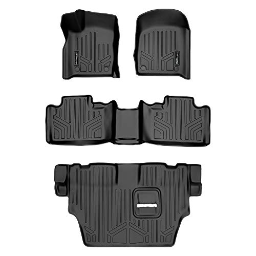 Best Cyber Monday 🔥 SMARTLINER Custom Fit Floor Mats 3 Row Liner Set Black for 2016-2021 Dodge Durango with 2nd Row Bench Seat