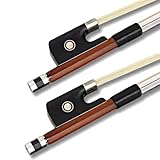 2Pcs BlissKiss Brazilwood Violin Bow 4/4 Full Size - Handcrafted with Ebony Frog and Mongolian White Horsehair for Sound and Performance