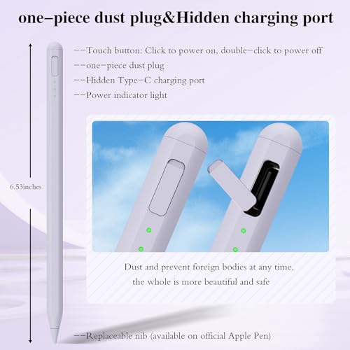 Image of Stylus Pen for iPad11&10thGen,14Mins Faster Charge, with Pencil Holder,Palm Rejection, Tilt Sensitivity, for iPad Air11&13-inch(M3 /M2), iPad Pro 11&13-inch (M4),iPad 6-11th,iPad Pro 11 /12.9 inch