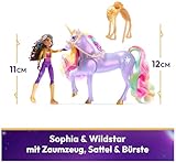 Unicorn Academy - Sophia und Licht-Magie Wildstar Set, ca. 12 cm Originalfiguren zur Netflix Serie, mit Mähne, Schweif sowie magischer Leuchtfunktion und Regenbogensternen, ab 4 Jahren