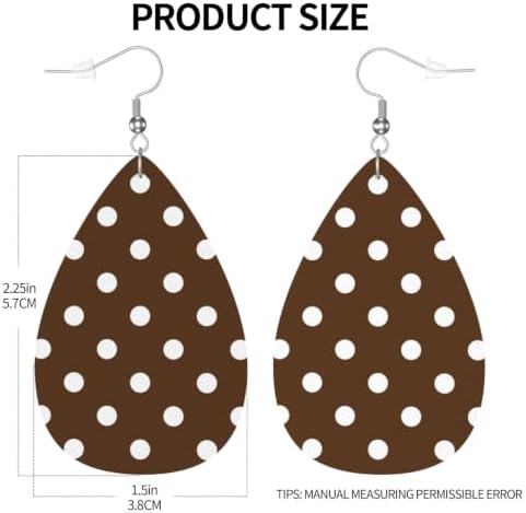 DUISMKDI Brown White Polka Dot Women Leather Earring - 2