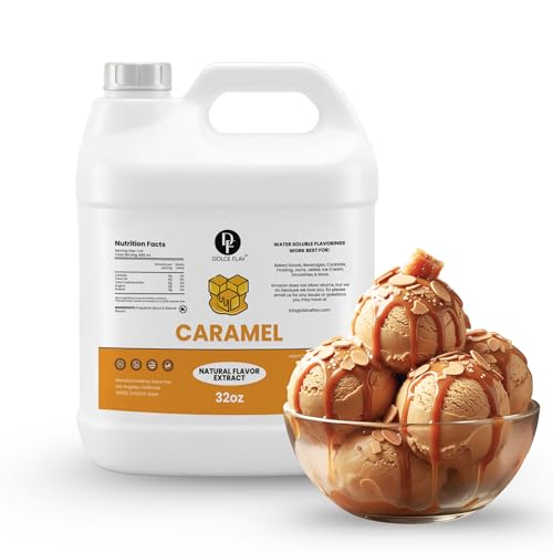 Image of Dolce Flav Natural Caramel Extract - 8 Ounce Water-Soluble Kosher, Sugar-Free, Concentrated Caramel Flavor for Baking, Coffee & Desserts, Includes Measured Dropper