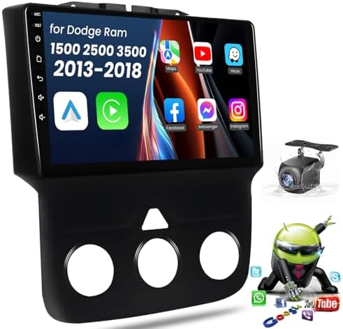 Radio Android Per Dodge Ram 1500/2500/3500 (2013-2019) – Display 9 Pollici Touch 8 Core 2+32GB Con CarPlay Wireless E Android Auto