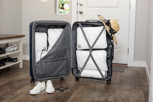 Extra Large Compression Packing Cubes for Travel-Extra Packaging Cube Luggage Organizers 7 Piece Set-Ultralight, Expandable/Compression Bags Clothes (White/Grey)